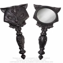 Alchemy Sacred Cat- Käsipeili, black