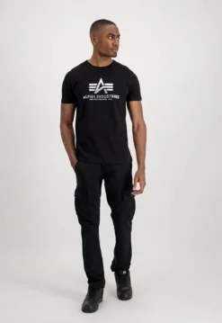 Alpha Industries Basic Foil Print - T-Paita, musta-hopea