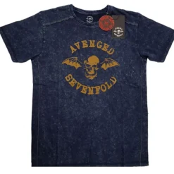 Avenged Sevenfold snow wash logo -T-paita, navy