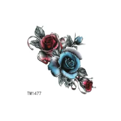 Blue & Red roses - pieni siirtotatuointi