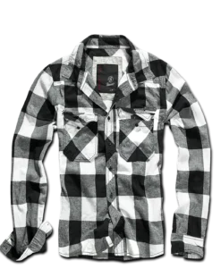 Brandit Check - kauluspaita, Black White