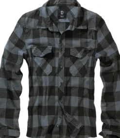 Brandit Check - kauluspaita, black/grey