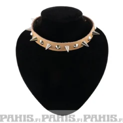 Bullet 69- Choker, Small Cones Beige
