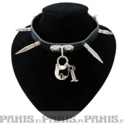 Bullet 69 1row small, medium and large large spike and padlock - Choker