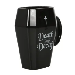 Death Before Decaf Coffin muki