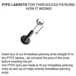 Kierteetön labret tappi - Kirkas PTFE