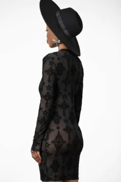 Killstar Alter Mesh - Bodycon Mekko, musta