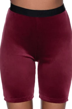 Killstar Moon Cycle - Velour Pyöräilyshortsit, burgundy