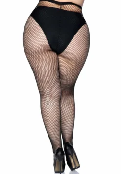Leg Avenue Fishnet plus - Verkkosukkahousut 44-48, musta