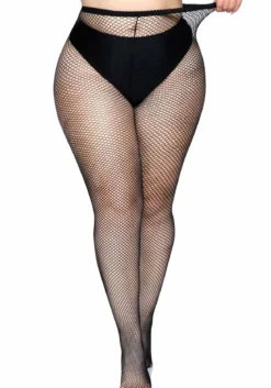 Leg Avenue Fishnet plus - Verkkosukkahousut 44-48, musta