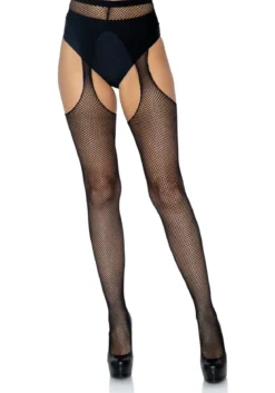 Leg Avenue Fishnet Suspender Pantyhose - Sukat