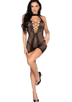 Leg Avenue Heart Halter Mini mekko, musta