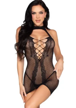 Leg Avenue Heart Halter Mini mekko, musta