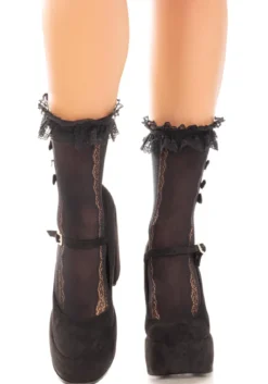 Leg Avenue Ruffle and bow - Nilkkasukat, musta