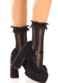 Leg Avenue Ruffle and bow - Nilkkasukat, musta