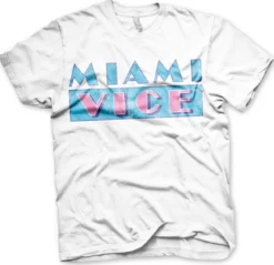 Miami Vice Distressed logo - T-paita, valkoinen