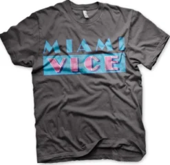 Miami Vice Distressed logo - T-paita, tummanharmaa