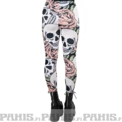 Pahis Skulls & Pink Roses - leggingsit