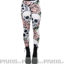 Pahis Skulls & Pink Roses - leggingsit