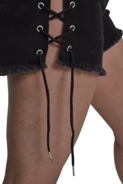 Urban Classics Highwaist Denim Lace Up - shortsit