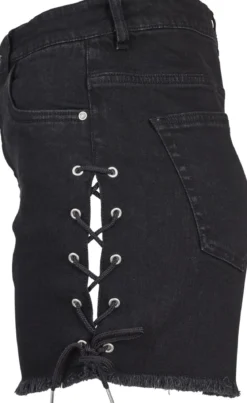 Urban Classics Highwaist Denim Lace Up - shortsit
