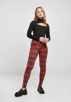 Urban Classics Ladies Soft AOP - Leggings, redcheck