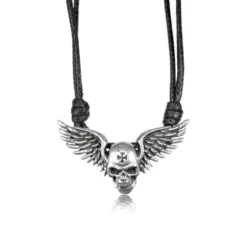 Valkomessinki kaulakoru - Winged skull